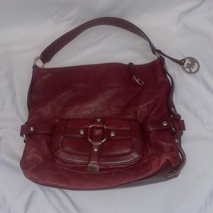 Michael Kors red leather shoulder bag